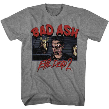 Evil Dead-Evil Dead Bad Ash-Graphite Heather Adult S/S T-Shirt - Graphite Heather
