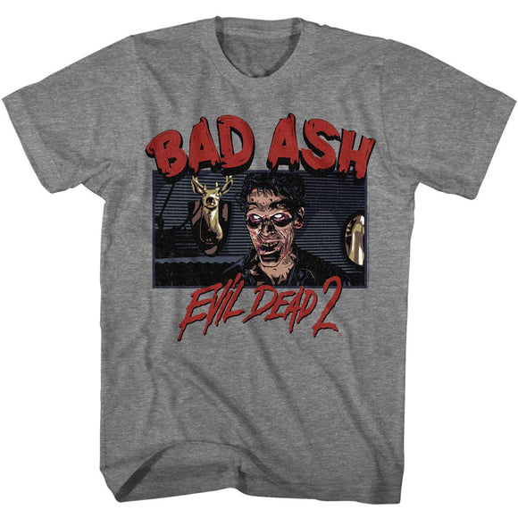Evil Dead-Evil Dead Bad Ash-Graphite Heather Adult S/S T-Shirt - Graphite Heather