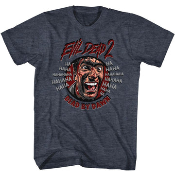 Evil Dead-Evil Dead Ha Hahaha-Navy Heather Adult S/S T-Shirt - Navy Heather