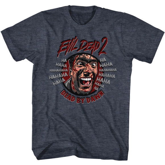 Evil Dead-Evil Dead Ha Hahaha-Navy Heather Adult S/S T-Shirt - Navy Heather