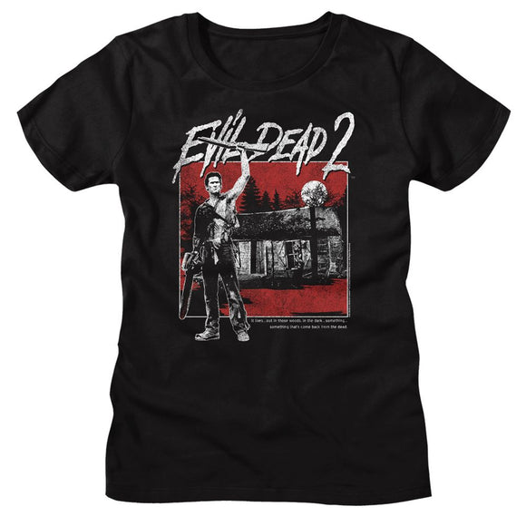 Evil Dead-Evil Dead Cabin Square-Black Ladies S/S T-Shirt - Black