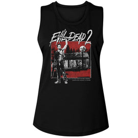 Evil Dead-Evil Dead Cabin Square-Black Ladies Muscle Tank-S - Black