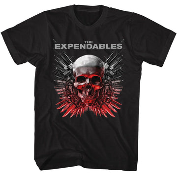 Expendables-Expendables Skull And Guns-Black Adult S/S T-Shirt - Black