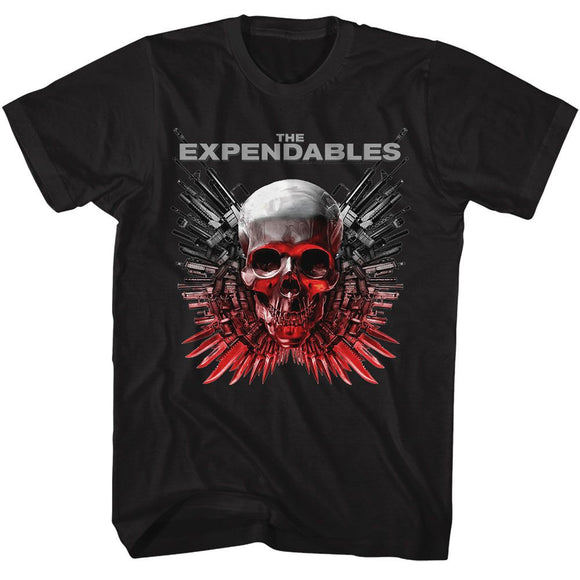 Expendables-Expendables Skull And Guns-Black Adult S/S T-Shirt - Black