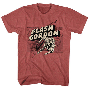 Flash Gordon Map/Rocket/Flash Adult T-Shirts