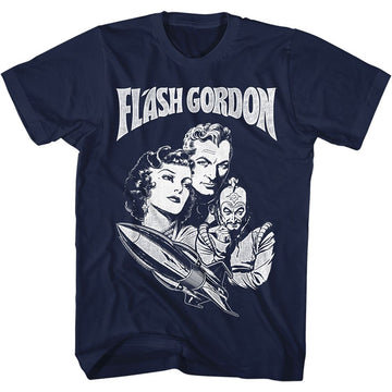 Flash Gordon-Gordon-Navy Adult S/S T-Shirt - Navy