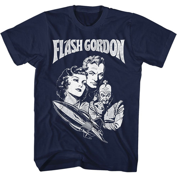 Flash Gordon-Gordon-Navy Adult S/S T-Shirt - Navy