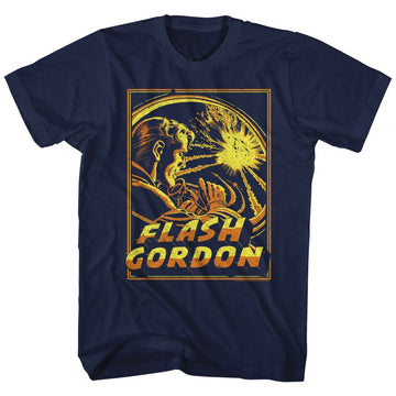 Flash Gordon-Space Explosion-Navy Adult S/S T-Shirt - Navy