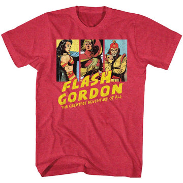Flash Gordon-Group Shot-Red Heather Adult S/S T-Shirt - Red Heather