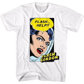 Flash Gordon-Help-White Adult S/S T-Shirt - White