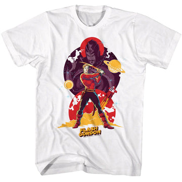 Flash Gordon-Flash Gordon And Ming-White Adult S/S T-Shirt - White