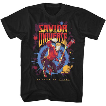 Flash Gordon-Flash Gordon Savior Of The Universe-Black Adult S/S T-Shirt - Black