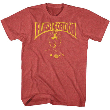 Flash Gordon-Flash Bust-Red Heather Adult S/S T-Shirt - Red Heather
