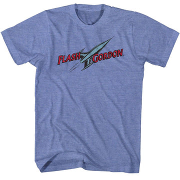 Flash Gordon-Comic Logo-Light Blue Heather Adult S/S T-Shirt - Light Blue Heather