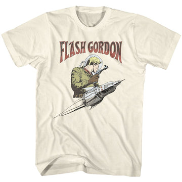 Flash Gordon-Flash Rocket-Natural Adult S/S T-Shirt - Natural