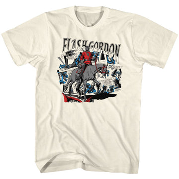 Flash Gordon-Flash Collage-Natural Adult S/S T-Shirt - Natural