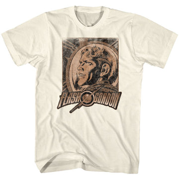 Flash Gordon-Shocking-Natural Adult S/S T-Shirt - Natural