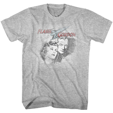 Flash Gordon-Flash Head-Gray Heather Adult S/S T-Shirt - Gray Heather