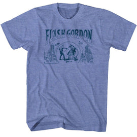 Flash Gordon-Flash-Light Blue Heather Adult S/S T-Shirt - Light Blue Heather