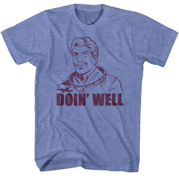 Flash Gordon-Doin Well-Light Blue Heather Adult S/S T-Shirt - Light Blue Heather