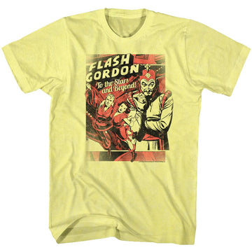 Flash Gordon-To The Stars-Yellow Heather Adult S/S T-Shirt - Yellow Heather