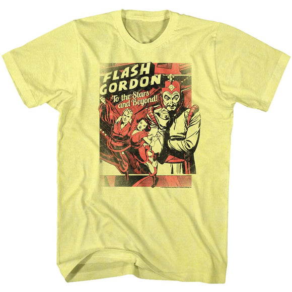 Flash Gordon-To The Stars-Yellow Heather Adult S/S T-Shirt - Yellow Heather