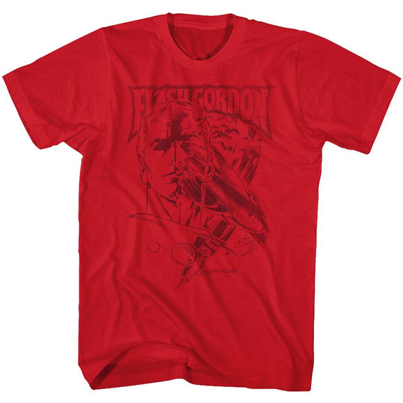 Flash Gordon-Print-Red Adult S/S T-Shirt - Red