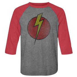 Flash Gordon-Bolt-Premium Heather/Vintage Red Adult 3/4 Sleeve Raglan-S - Premium Heather/Vintage Red