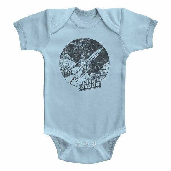 Flash Gordon-Spaceship-Light Blue Infant S/S Bodysuit-6M - Light Blue