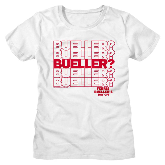 Ferris Beullers Day Off-Beuller Repeat-White Ladies S/S T-Shirt - White