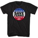 Ferris Beullers Day Off-Save Ferris Button-Black Adult S/S T-Shirt - Black