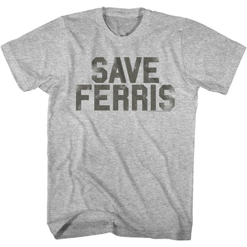 Ferris Beullers Day Off-Save Ferris Penant-Gray Heather Adult S/S T-Shirt - Gray Heather