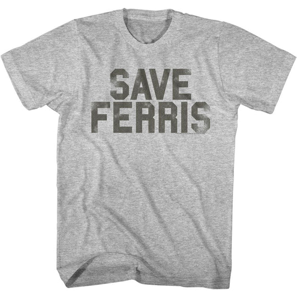 Ferris Beullers Day Off-Save Ferris Penant-Gray Heather Adult S/S T-Shirt - Gray Heather