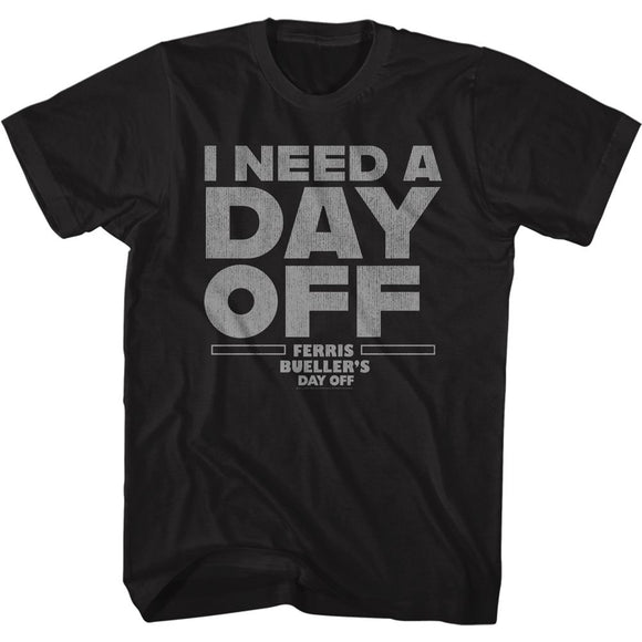 Ferris Beullers Day Off-Day Off Gry Ink-Black Adult S/S T-Shirt - Black