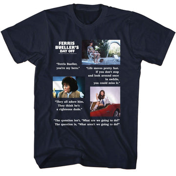 Ferris Beullers Day Off-Fbdo Quotes-Navy Adult S/S T-Shirt - Navy