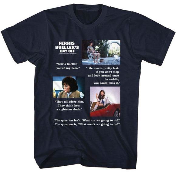 Ferris Beullers Day Off-Fbdo Quotes-Navy Adult S/S T-Shirt - Navy