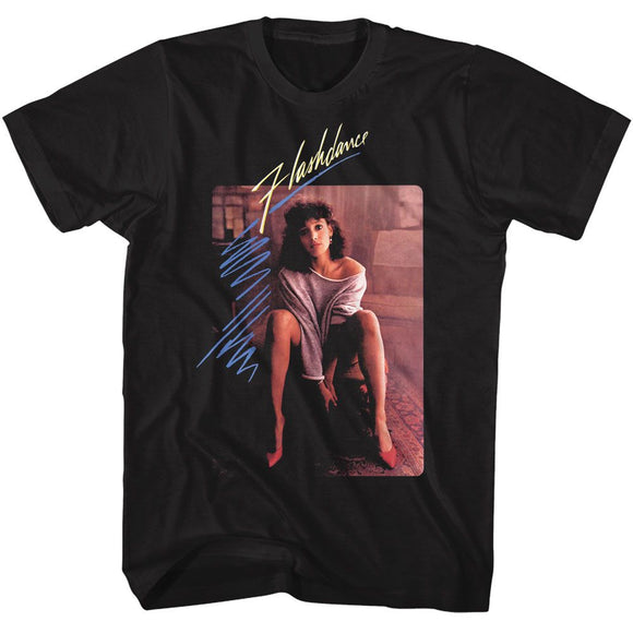 Flashdance-Flashdance Poster-Black Adult S/S T-Shirt - Black