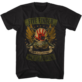 Ffdp-Five Finger Death Punch Winged Skull-Black Adult S/S T-Shirt - Black