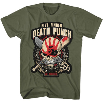 Ffdp-Five Finger Death Punch Got Your Six-Military Green Adult S/S T-Shirt - Military Green