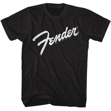 Fender-Fender Logo B W-Black Adult S/S T-Shirt - Black
