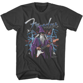 Fender-Fender Wizard Playing Strat-Smoke Adult S/S T-Shirt - Smoke
