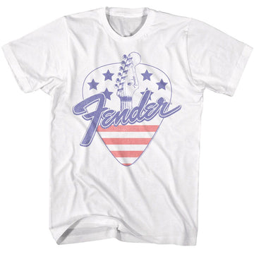 Fender-Fender America Guitar Pick-White Adult S/S T-Shirt - White
