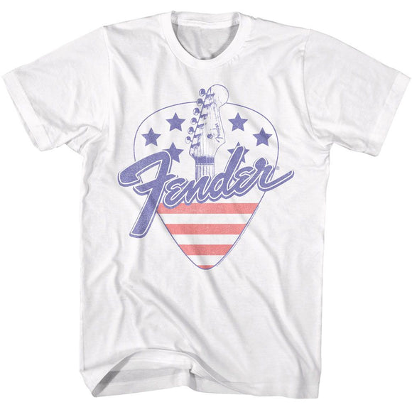 Fender-Fender America Guitar Pick-White Adult S/S T-Shirt - White