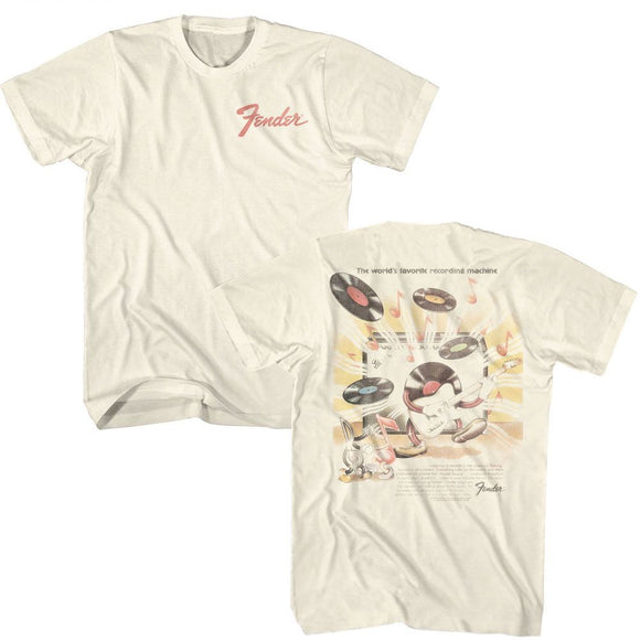 Fender-Fender 70S Record Poster-Natural Adult S/S T-Shirt ***F&B***-S - Natural