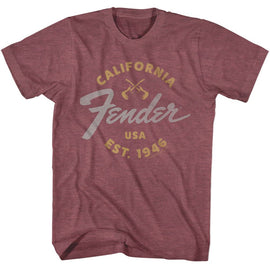 Fender-Fender California 1946-Vintage Maroon Heather Adult S/S T-Shirt - Vintage Maroon Heather