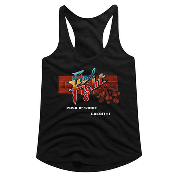 Final Fight-Arcade-Black Ladies Slimfit Racerback-S - Black