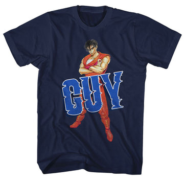 Final Fight-Guy-Navy Adult S/S T-Shirt - Navy