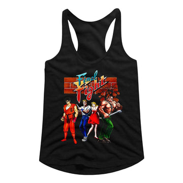 Final Fight-Ff Gang-Black Ladies Slimfit Racerback-S - Black