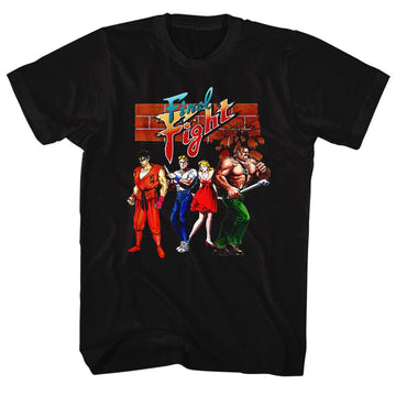 Final Fight-Ff Gang-Black Adult S/S T-Shirt - Black