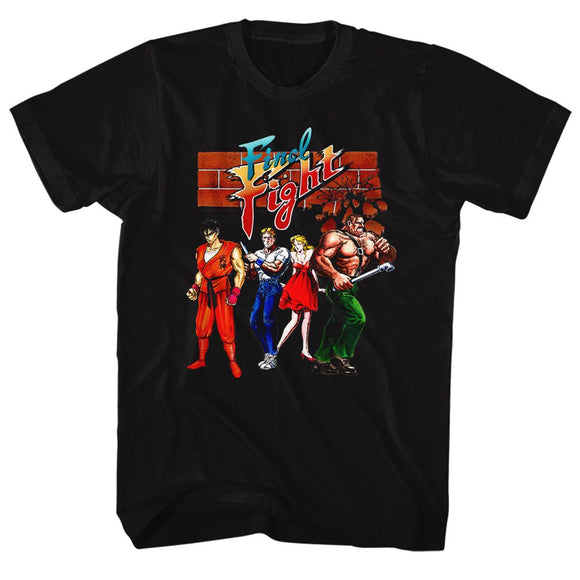 Final Fight-Ff Gang-Black Adult S/S T-Shirt - Black